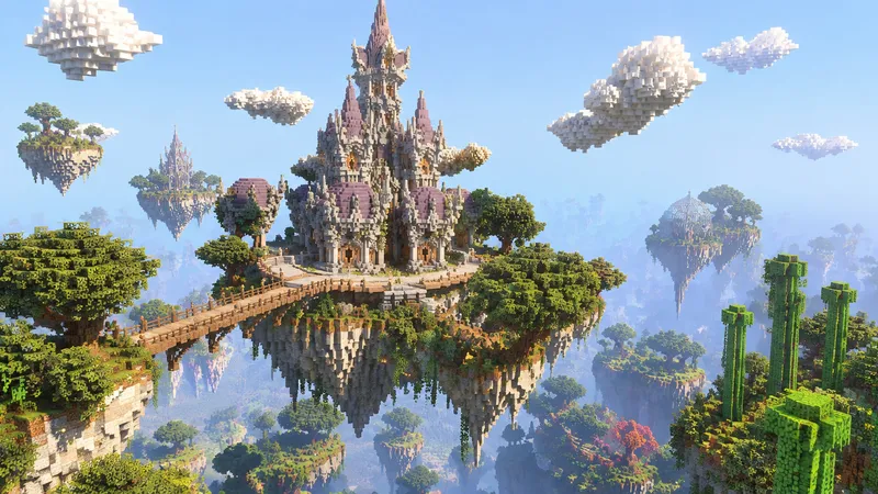 Spire castle: fantasy castle over mushroom valley