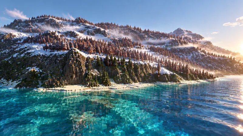Winter coast: snowbound coastal range